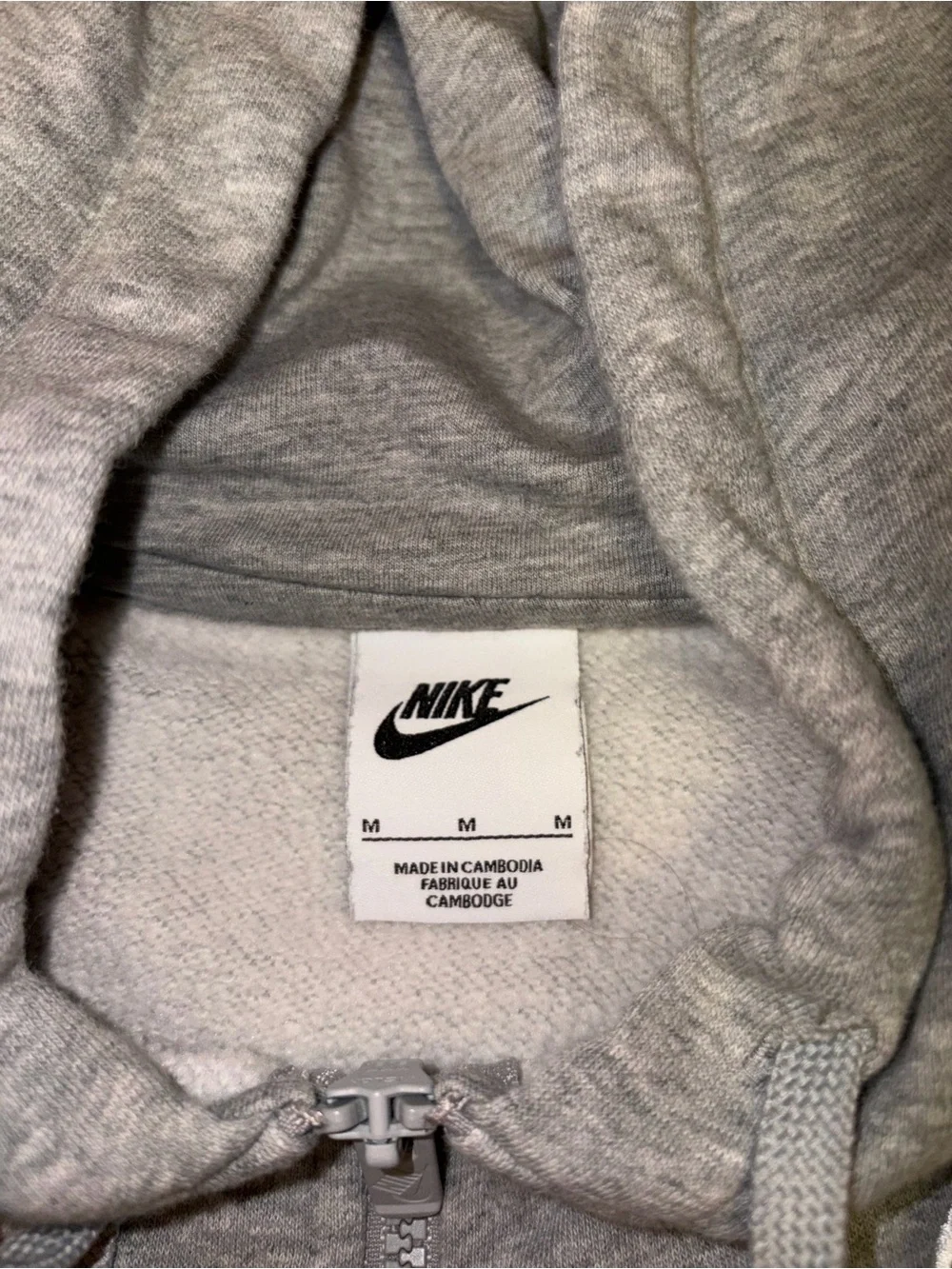 Nike Women’s Light Gray Full-Zip Hoodie Sweatshirt